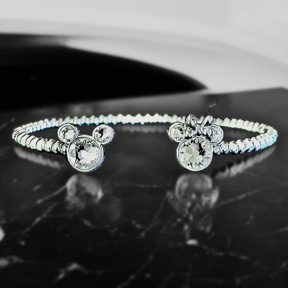 Disney Parks Disney Mickey and Minnie Swarovski Crystal Cuff Bracelet
